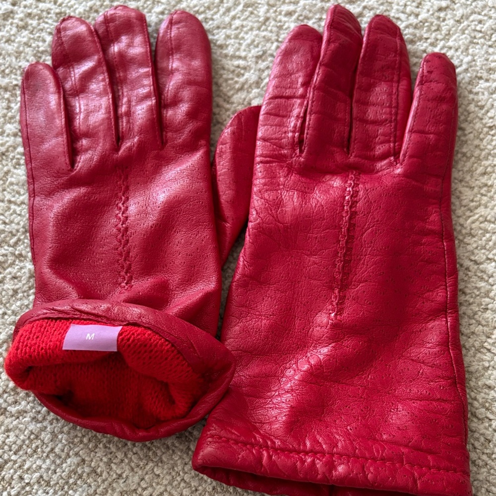 Elegant Red Leather Gloves